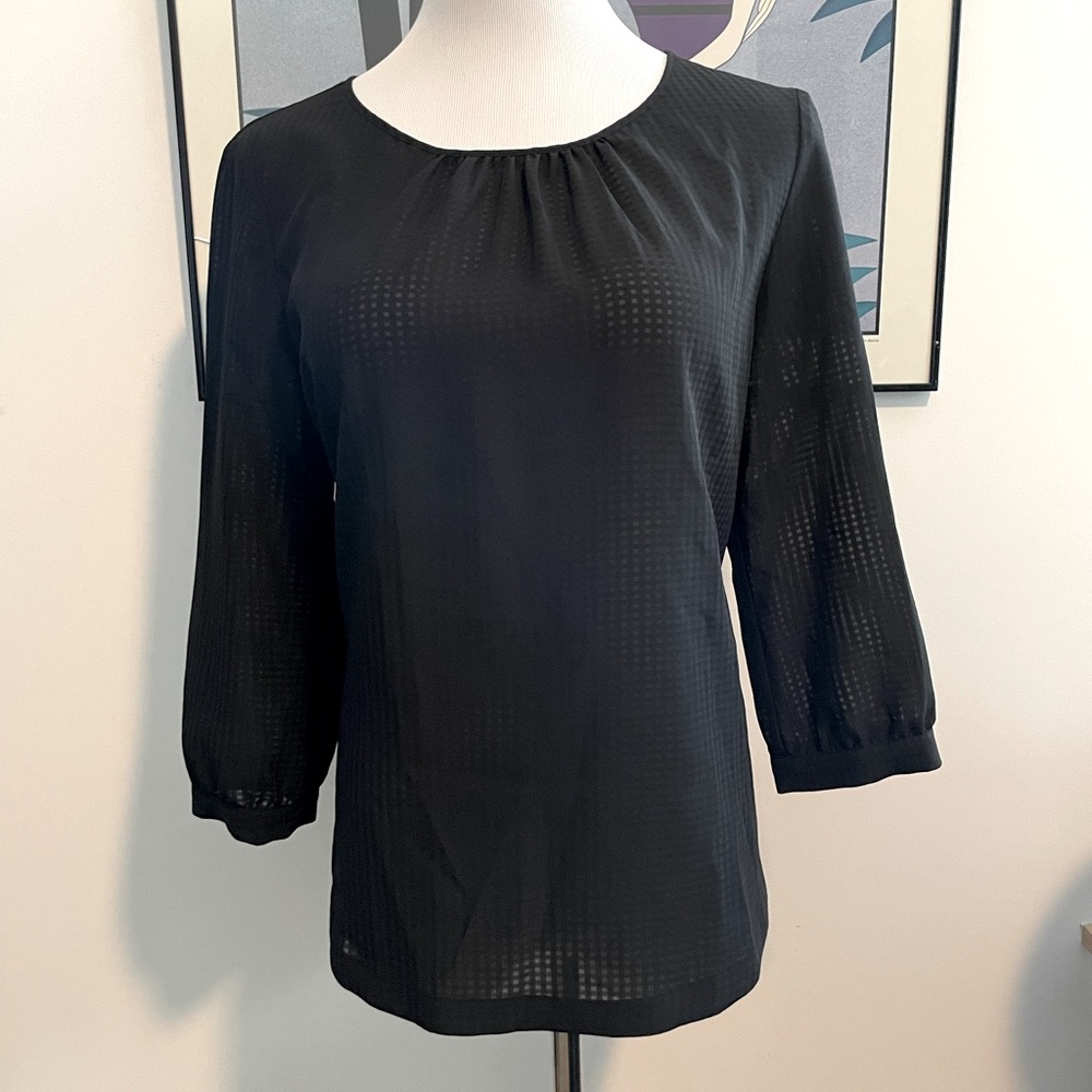 JCrew Sheer Checkered Tunic Blouse